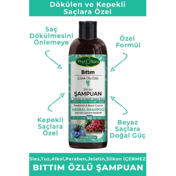 Phytoflora Tuzsuz Dökülen Ve Kepekli Saçlara Özel Bıttım Özlü Bitkisel Şampuan 400 ML - 2