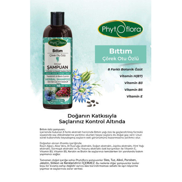 Phytoflora Tuzsuz Dökülen Ve Kepekli Saçlara Özel Bıttım Özlü Bitkisel Şampuan 400 ML - 5