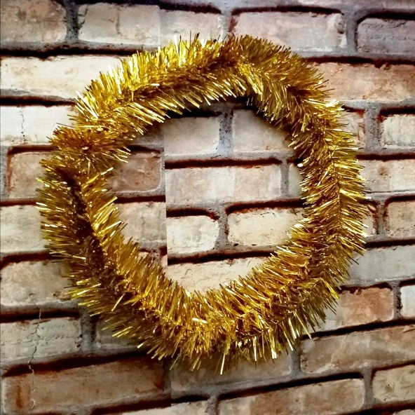 PİLLİ GÜN IŞIĞI LED IŞIKLI GARLAND 5 METRE IŞIKLI PARLAK METALİK GOLD ÇAM DALI IŞIKLI GOLD GARLAND ürün görseli