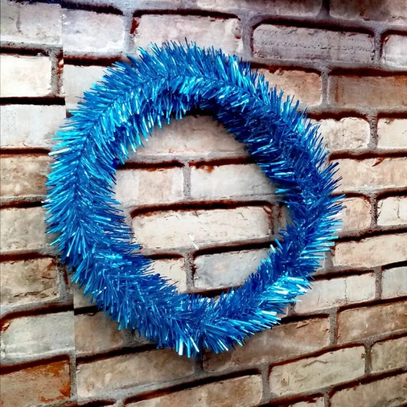 PİLLİ GÜN IŞIĞI LED IŞIKLI GARLAND 5 METRE IŞIKLI PARLAK METALİK MAVİ ÇAM DALI IŞIKLI MAVİ GARLAND ürün görseli