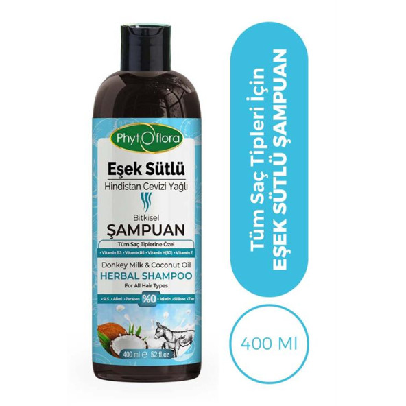 Phytoflora Kepek Karşıtı Tuzsuz Eşek Sütü Ve Hindistan Cevizi Yağlı Bitkisel Şampuan 400 ML - 2