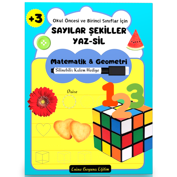 Okul Öncesi ve Birinci Sınıflar İçin Sayılar-Şekiller YAZ-SİL Kitabı ürün görseli
