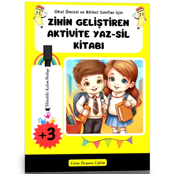 Okul Öncesi ve Birinci Sınıflar İçin Zihin Geliştiren Aktivite YAZ-SİL Kitabı ürün görseli 1