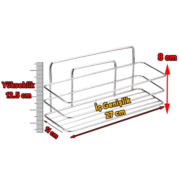 Banyo Duş Rafı Şampuanlık Köşelik Kare Krom Tek Katlı Malzemelik Organizer Düzenleyici Mutfak Eşya Rafı - Resim 2
