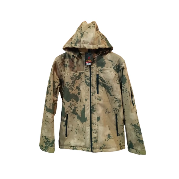 Mysia Jandarma Kamuflaj Desen Softshell Kapşonlu Mont - Resim 2