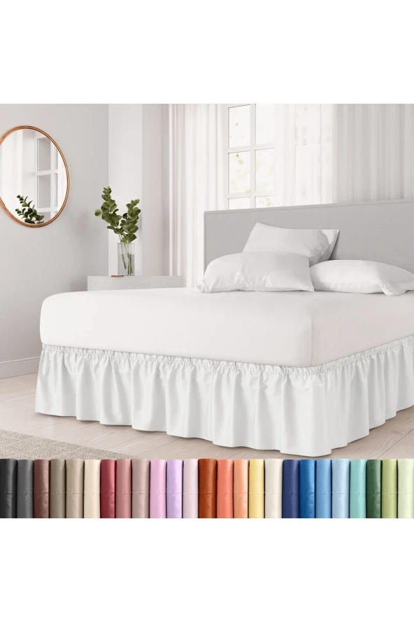 Sens Moi Baza Fırfırı & Çift Kişilik & Ranforce Kumaş & 140x200 - 150x200 - 160x200 Yataklara Uyumlu - Beyaz