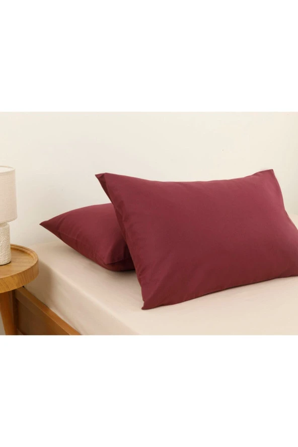 Zarif Home Yastık Kılıfı Düz Pamuklu 2li Kapaklı-50/70 Cm