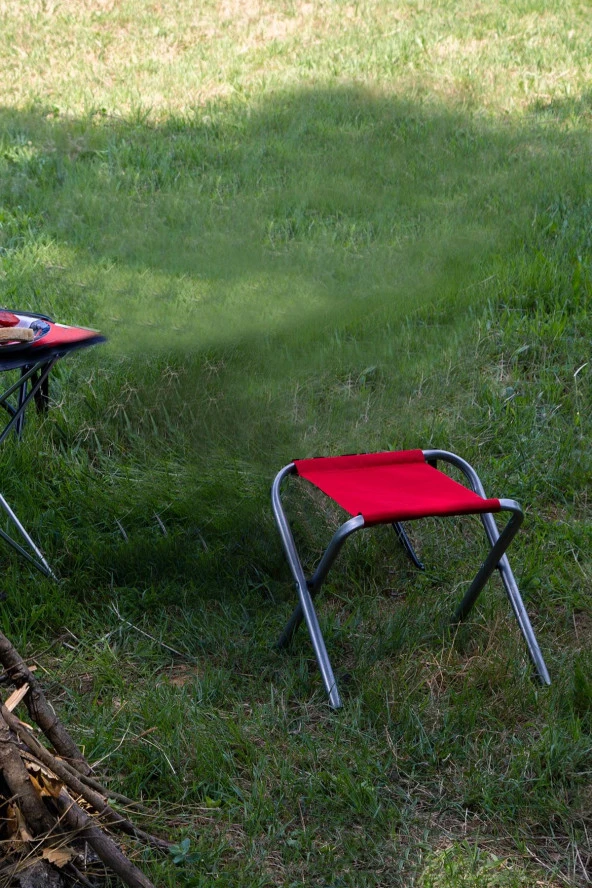 Exent Katlanır Balıkçı taburesi, kamp taburesi, piknik taburesi, Kamp Sandalyesi-Kırmızı-**2 ADET** - Resim 3