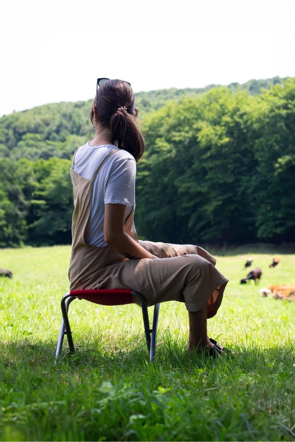 Exent Katlanır Balıkçı taburesi, kamp taburesi, piknik taburesi, Kamp Sandalyesi-Kırmızı-**2 ADET** - Resim 4