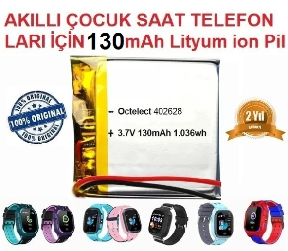 Day Akıllı Çocuk Saat Batarya Pil 3.7v 130mah 582728 pil Kaliteli