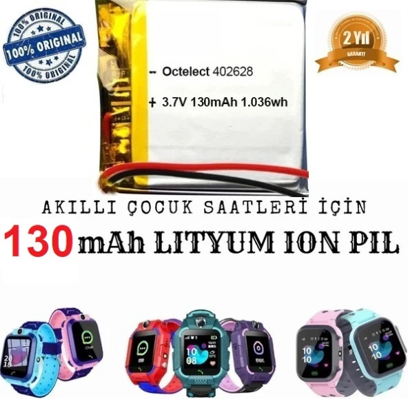 Day Akıllı Çocuk Saat Batarya - Pil 3.7v 130mah 582728 Garantili Pil