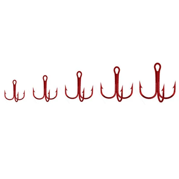Valkyrie 50 Adet Karbon Çelik 3lü Çapa Kanca Olta İğne Seti - Kutulu - Heavy Duty Kırmızı - 6
