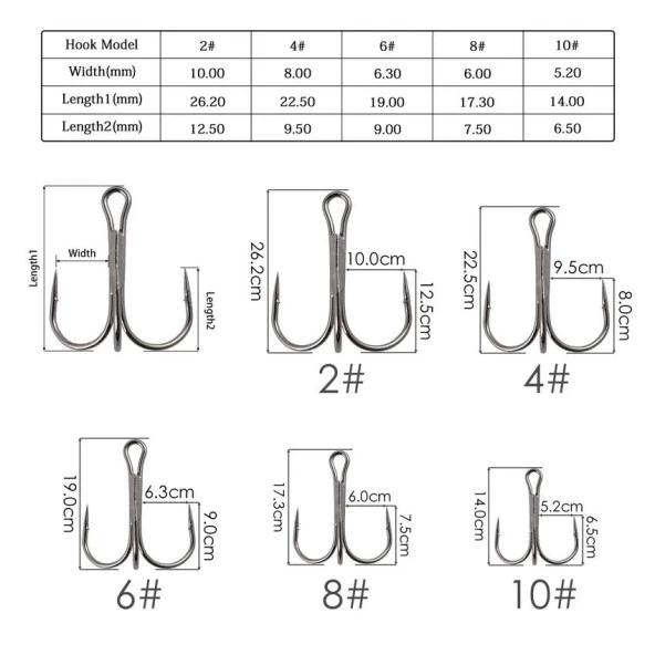 Valkyrie 50 Adet Karbon Çelik 3lü Çapa Kanca Olta İğne Seti - Kutulu - Heavy Duty Krom - 3