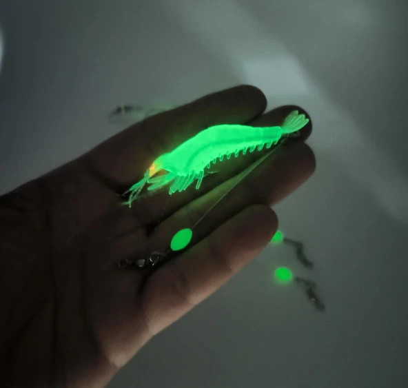 Valkyrie 5 Adet Fosforlu Gerçekçi Silikon Karides Balık Yemi - Kutulu - 7,5cm 5,5gr - 5