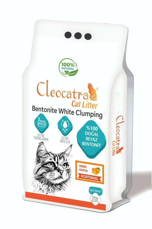 CleoCatra Cat Litter 20 Lt İnce Taneli Topaklanan Portakal Kokulu Kedi Kumu