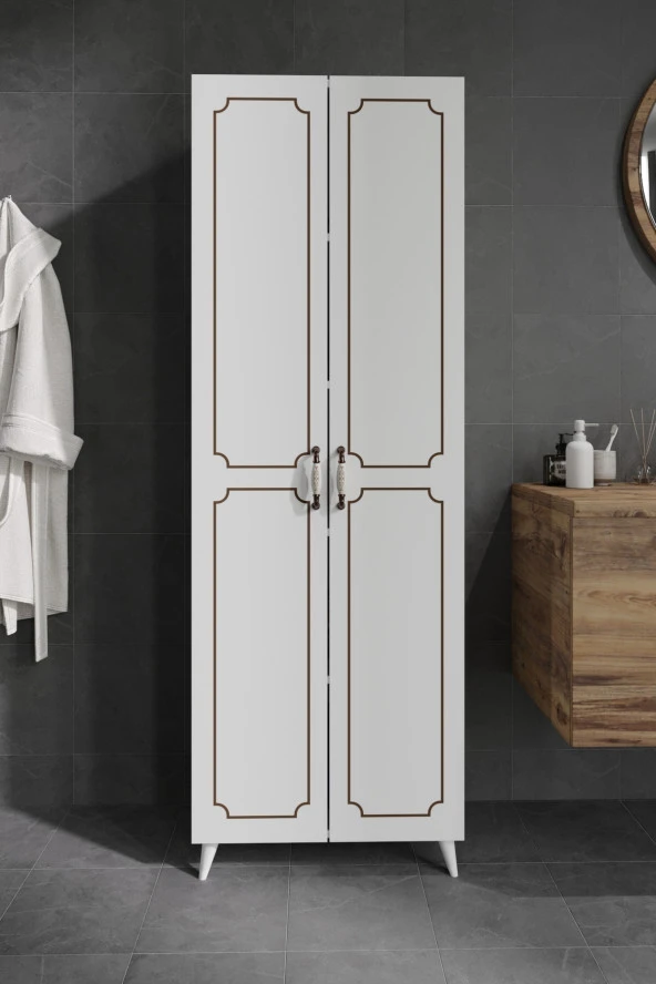 KZNMOB HOME 2 Kapaklı 5 Bölmeli Geniş Çok Amaçlı Banyo Dolabı - Tamamı 1. Kalite MDF - 2