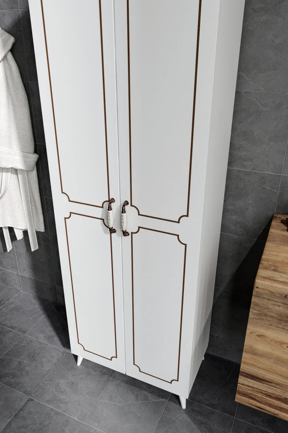 KZNMOB HOME 2 Kapaklı 5 Bölmeli Geniş Çok Amaçlı Banyo Dolabı - Tamamı 1. Kalite MDF - 4