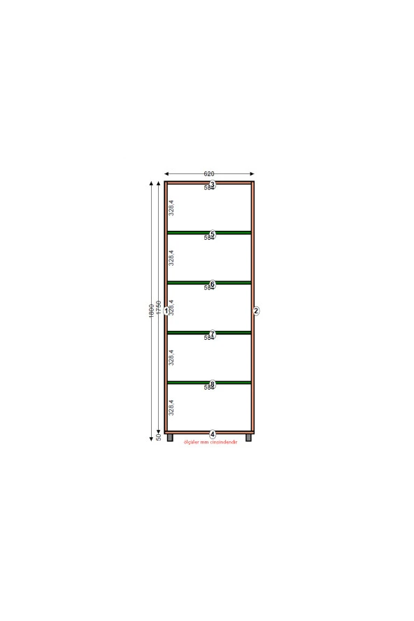 KZNMOB HOME 2 Kapaklı 5 Bölmeli Geniş Çok Amaçlı Banyo Dolabı - Tamamı 1. Kalite MDF - 5