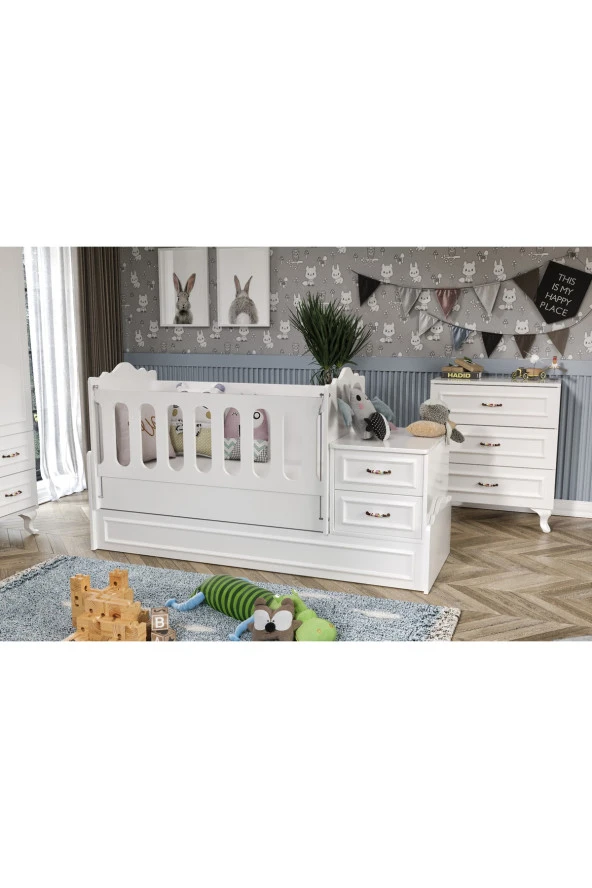 Kartopu Country Tarzı Bebek Odası Takımı Beyaz - 3 Parçalı Tamamı 1. Kalite Mdf - 4