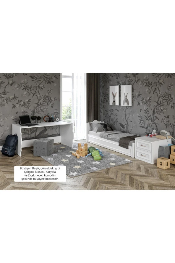 Kartopu Country Tarzı Bebek Odası Takımı Beyaz - 3 Parçalı Tamamı 1. Kalite Mdf - 5