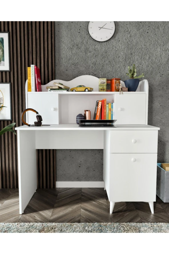 KZNMOB HOME Akasya Çalışma Masası, Bilgisayar Masası, Ofis Masası Beyaz - Tamamı 1. Kalite Mdf - 2