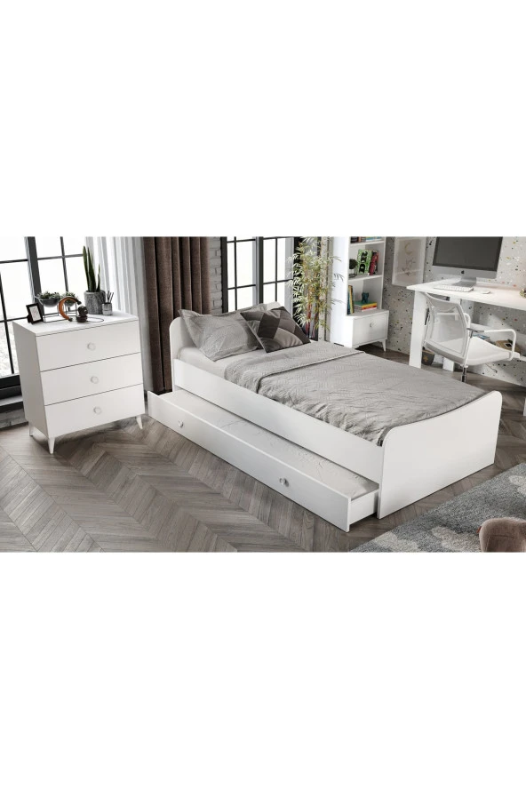 KZNMOB HOME Selen Çocuk Odası Takımı Beyaz - 5 Parçalı Tamamı 1. Kalite Mdf - 3