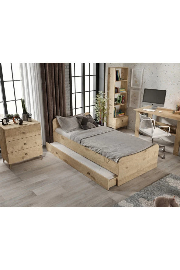 KZNMOB HOME Selen Çocuk Odası Takımı Meşe - 5 Parçalı Tamamı 1. Kalite Mdf - 3