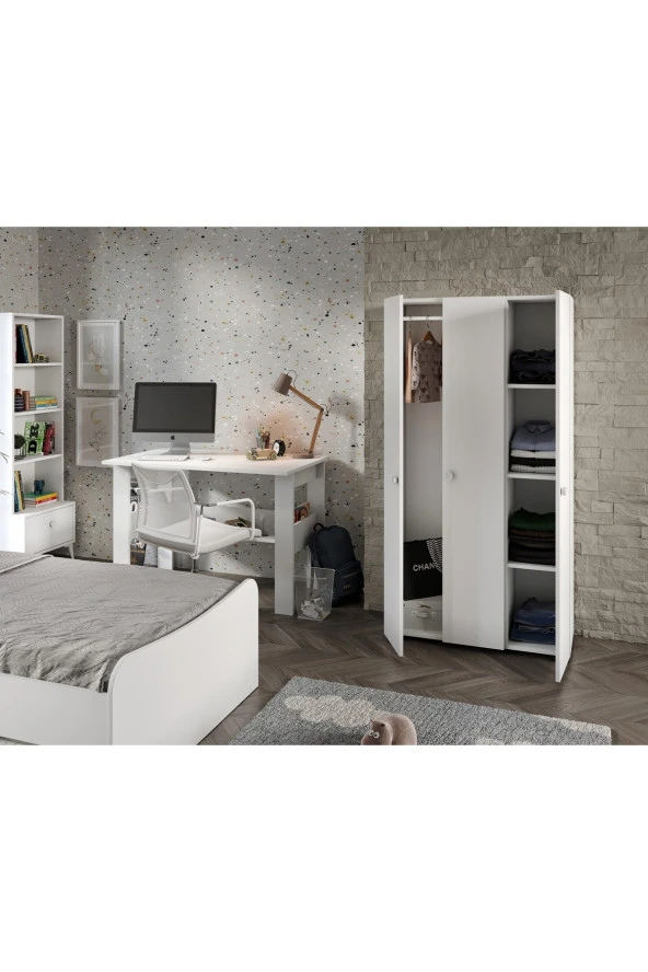 KZNMOB HOME Selen Çocuk Odası Takımı Beyaz - 5 Parçalı Tamamı 1. Kalite Mdf - 5