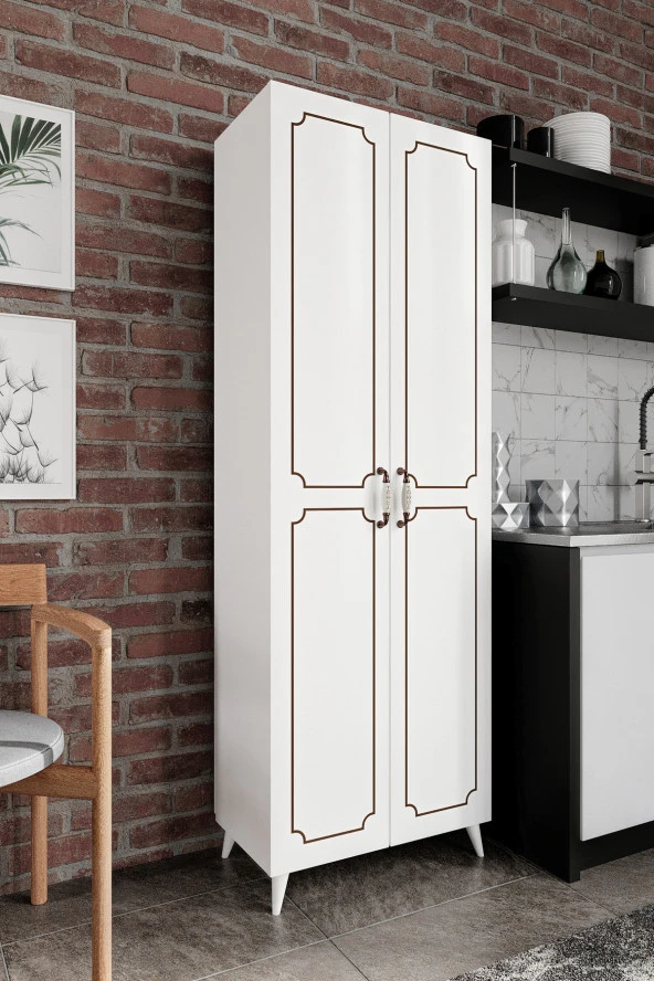 KZNMOB HOME 2 Kapaklı 5 Bölmeli Geniş Mutfak, Kavanoz, Erzak Dolabı - Tamamı 1. Kalite MDF
