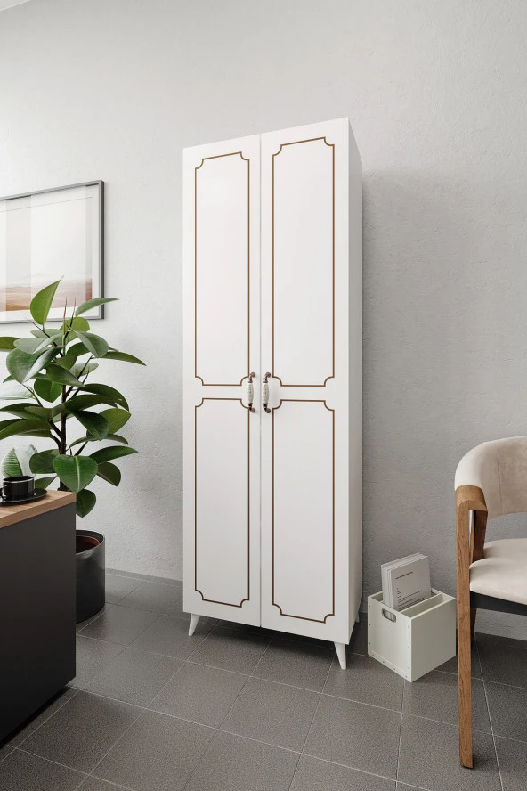 KZNMOB HOME 2 Kapaklı 5 Bölmeli Geniş Dosya, Klasör Evrak, Ofis Dolabı Beyaz - Tamamı 1. Kalite MDF