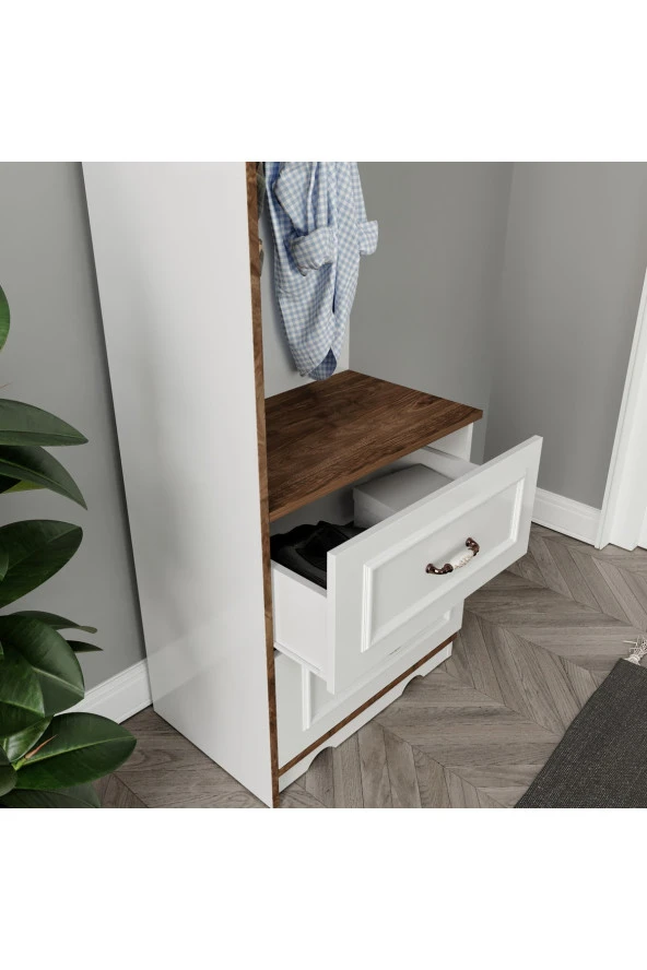 KZNMOB HOME Kartopu 2 Çekmeceli 3 Askılı Country Vestiyer, Portmanto - Tamamı 1. Kalite Mdf - 2