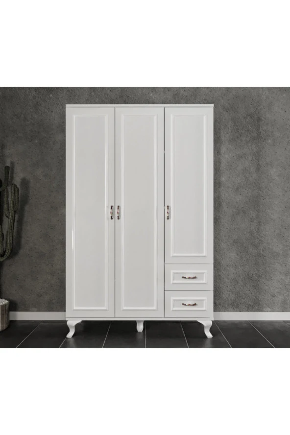 KZNMOB HOME Kartopu 3 Kapaklı 2 Çekmeceli Country Gardırop - Tamamı 1. Kalite Mdf - 2