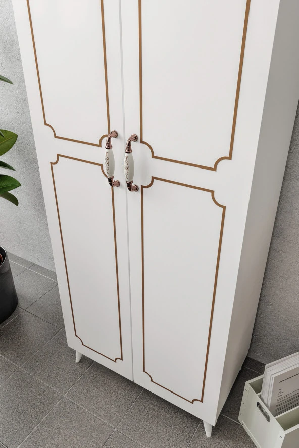 KZNMOB HOME 2 Kapaklı 5 Bölmeli Geniş Dosya, Klasör Evrak, Ofis Dolabı Beyaz - Tamamı 1. Kalite MDF - 4