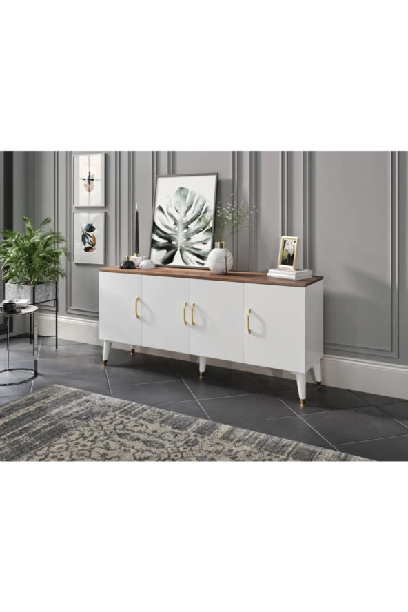 KZNMOB HOME Yağmur Ceviz Beyaz Modern Konsol - 3