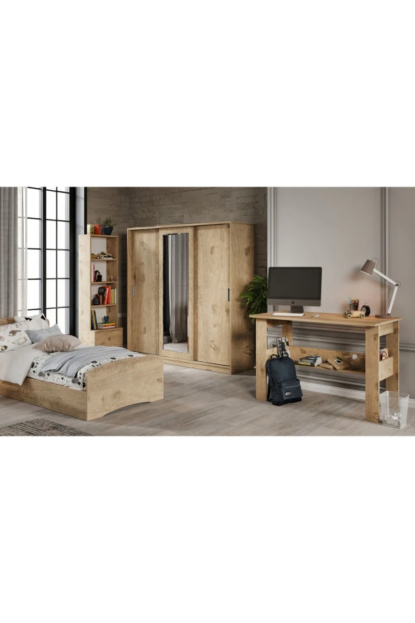 KZNMOB HOME Samira Modern Genç Odası Takımı Meşe - 5 Parçalı Ve Tamamı 1. Kalite Mdf - 2