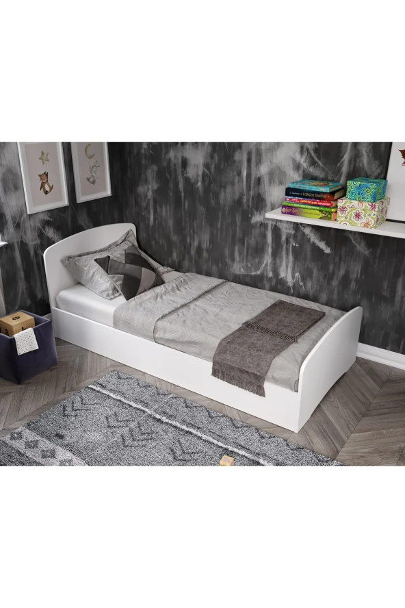 KZNMOB HOME Soft Tek Kişilik Mdf Karyola Beyaz - 90 Cm X 190 Cm Yataklarla Uyumlu - 2