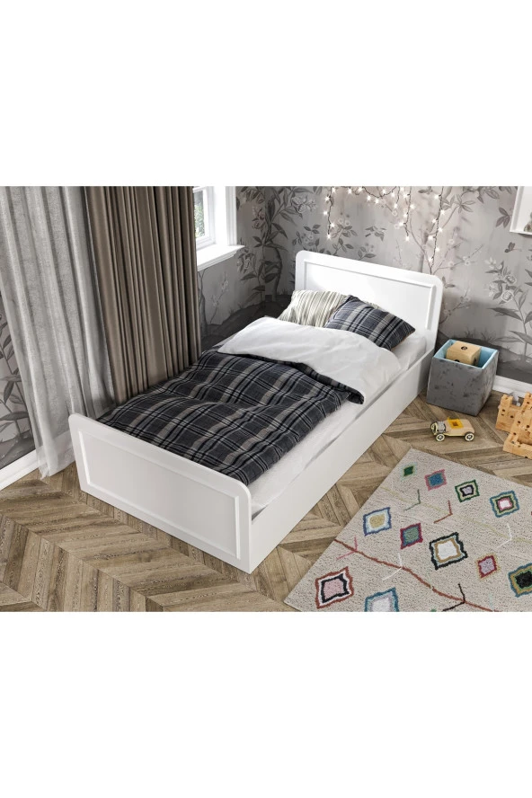 KZNMOB HOME Snow Tek Kişilik Country Tarzı Mdf Karyola - 100cm X 200cm Ölçülerinde - 2