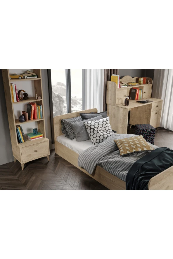 KZNMOB HOME Akasya Modern Genç Odası Takımı Meşe - 4 Parçalı Ve Tamamı 1. Kalite Mdf - 3