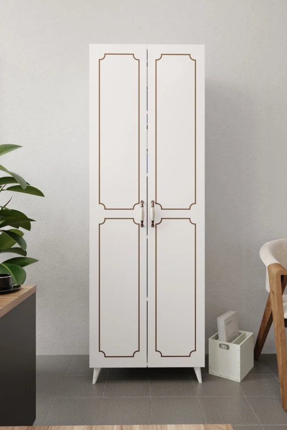 KZNMOB HOME 2 Kapaklı 5 Bölmeli Geniş Dosya, Klasör Evrak, Ofis Dolabı Beyaz - Tamamı 1. Kalite MDF - 2