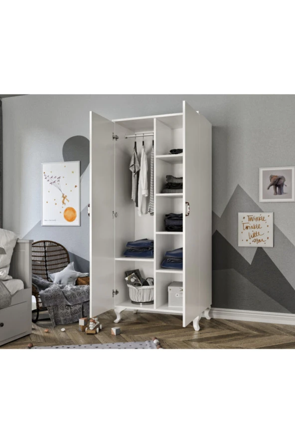 KZNMOB HOME Kartopu 2 Kapaklı Country Gardırop Elbise Dolabı - Tamamı 1. Kalite Mdf - 2