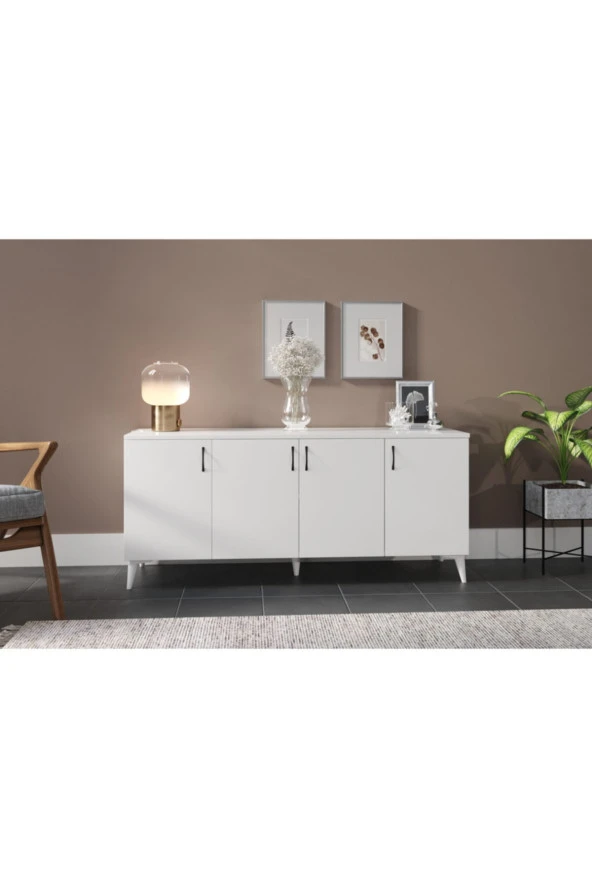 KZNMOB HOME Sigma Çok Amaçlı Beyaz Mdf Konsol - Tamamı 1. Kalite Mdf - 3
