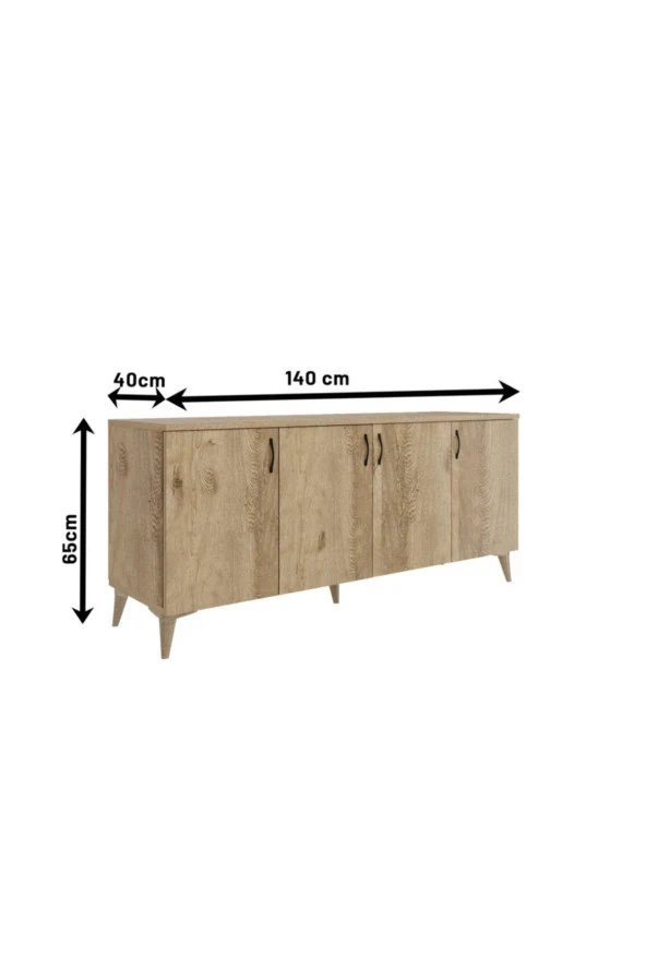 KZNMOB HOME Çok Amaçlı Meşe Konsol - Tamamı 1. Kalite Mdf - 4