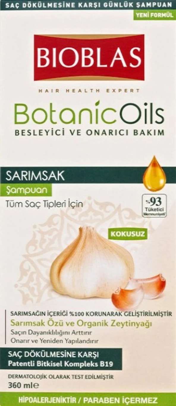 Bioblas Botanic Oils Sarımsak İçeren Saç Dökülmesine Karşı Şampuan 360 Ml 8680512600022