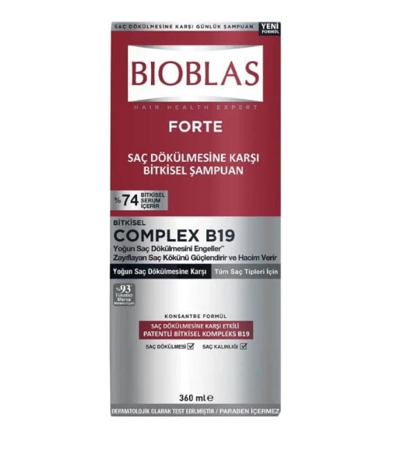 Bioblas Forte Bitkisel Complex B19 İçeren Saç Dökülmesine Karşı Bitkisel Şampuan 360 Ml