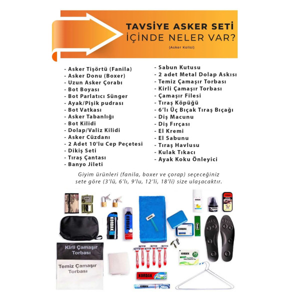 12'li Denizci Tavsiye Asker Malzemeleri Seti - Hatay İskenderun Denizci Bedelli Askerlik Seti - 5