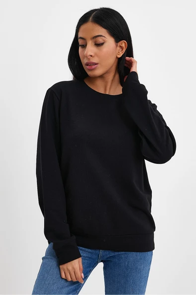 Süperlife Kadın Bisiklet Yaka Rahat Kalıp 3 iplik Kalın Sweatshirt SPR24SWK-36 - 3