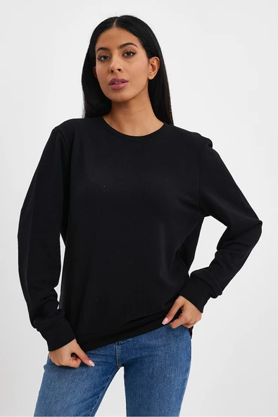 Kadın Bisiklet Yaka Rahat Kalıp 3 iplik Kalın Sweatshirt SPR24SWK-36 - 7