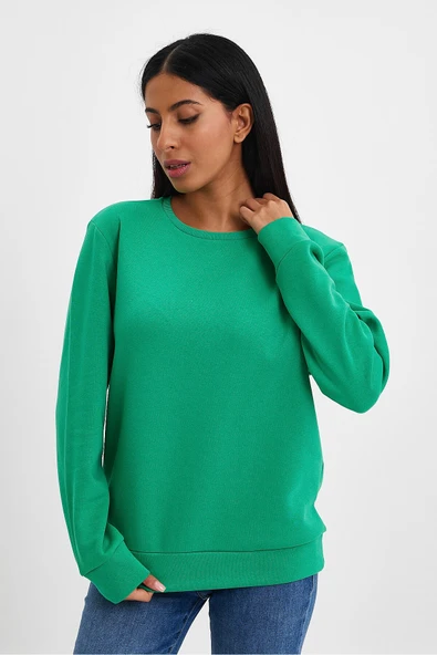Süperlife Kadın Bisiklet Yaka Rahat Kalıp 3 iplik İçi Polarlı Kalın Sweatshirt SPR24SWK36 - 6