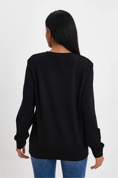 Kadın Bisiklet Yaka Rahat Kalıp 3 iplik Kalın Sweatshirt SPR24SWK-36 - 8