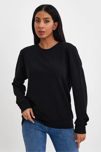 Kadın Bisiklet Yaka Rahat Kalıp 3 iplik Kalın Sweatshirt SPR24SWK-36 - 6